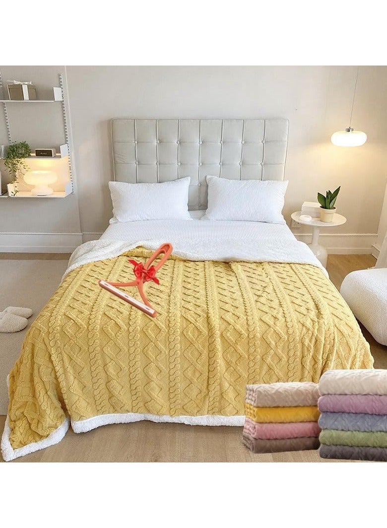 A.M Cashmere Lamb Plush Blanket, Double-Sided Nap Blanket, Sofa Blanket, Winter Thickened Coral Velvet Blanket, Gift for Family, Suitable for Keeping Warm at Home - Image 3