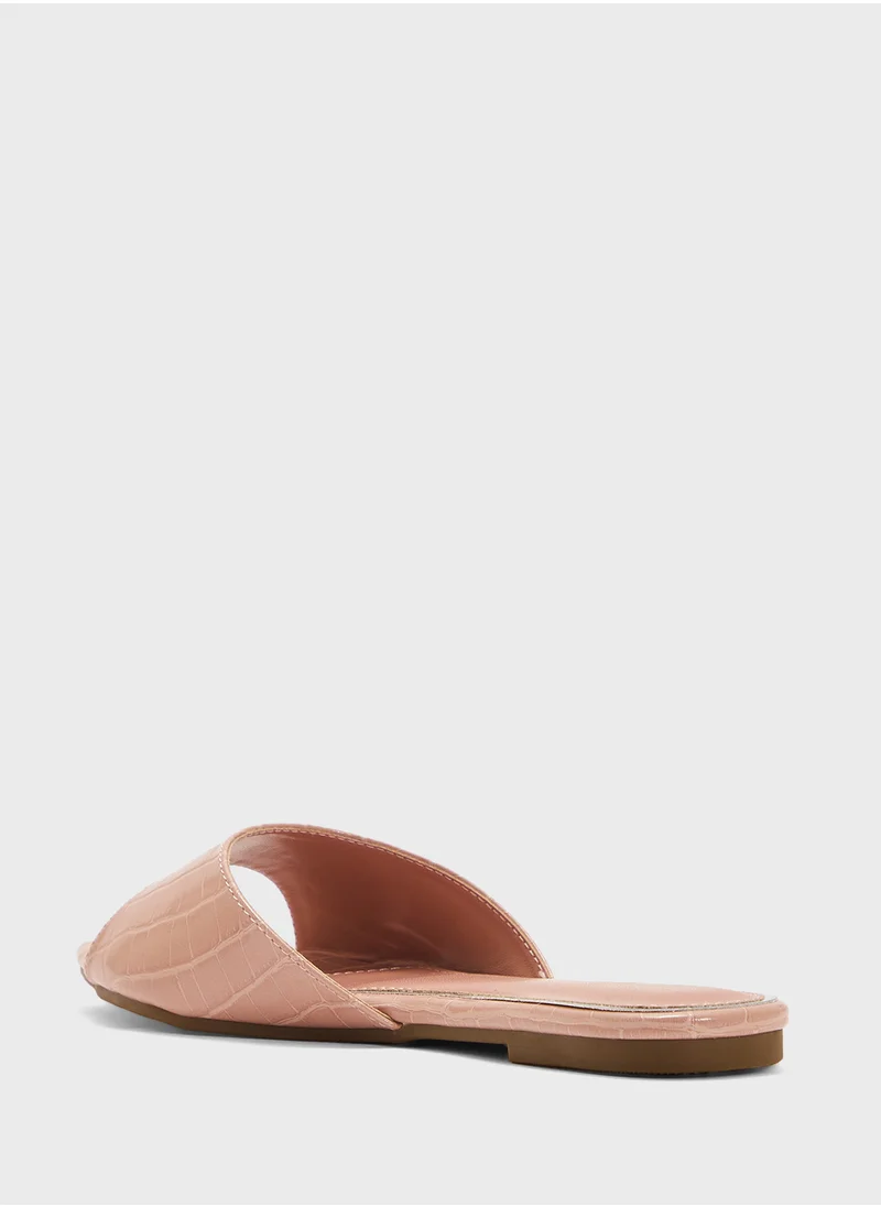 ELLA Croc Effect Flat Sandal