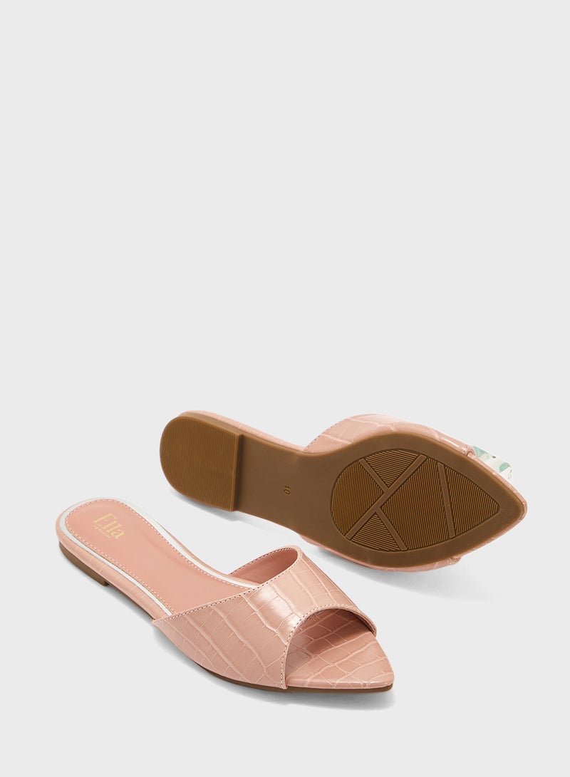 ELLA Croc Effect Flat Sandal  - Image 3