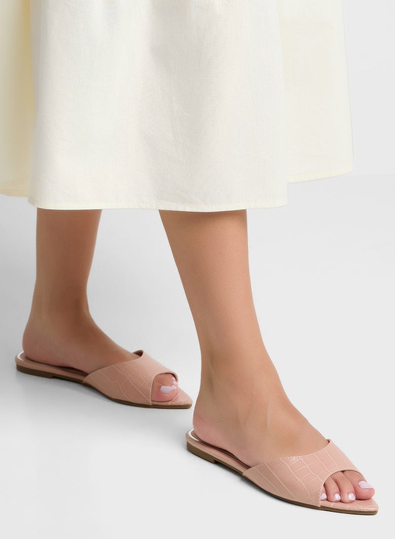 ELLA Croc Effect Flat Sandal  - Image 5