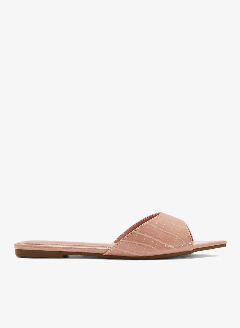 ELLA Croc Effect Flat Sandal