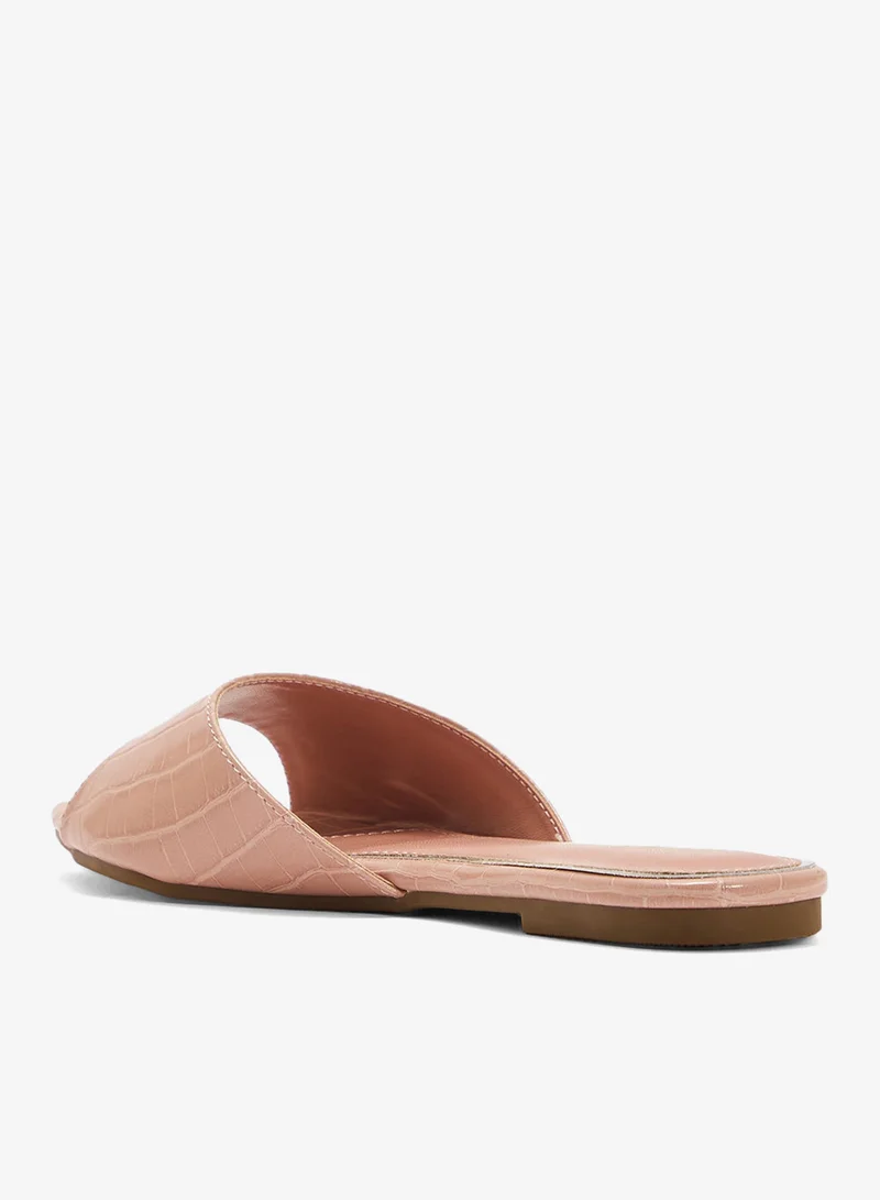 ELLA Croc Effect Flat Sandal