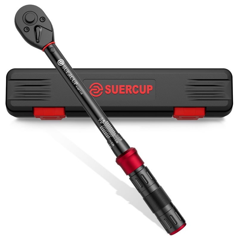 SUERCUP 3/8-Inch Drive Click Torque Wrench - 5-45 Ft-Lb/6.8-61Nm, Dual-Direction Adjustable 72 Tooth Click Torque Wrench for Bike, Motorcycle and Car Repair - Image 1