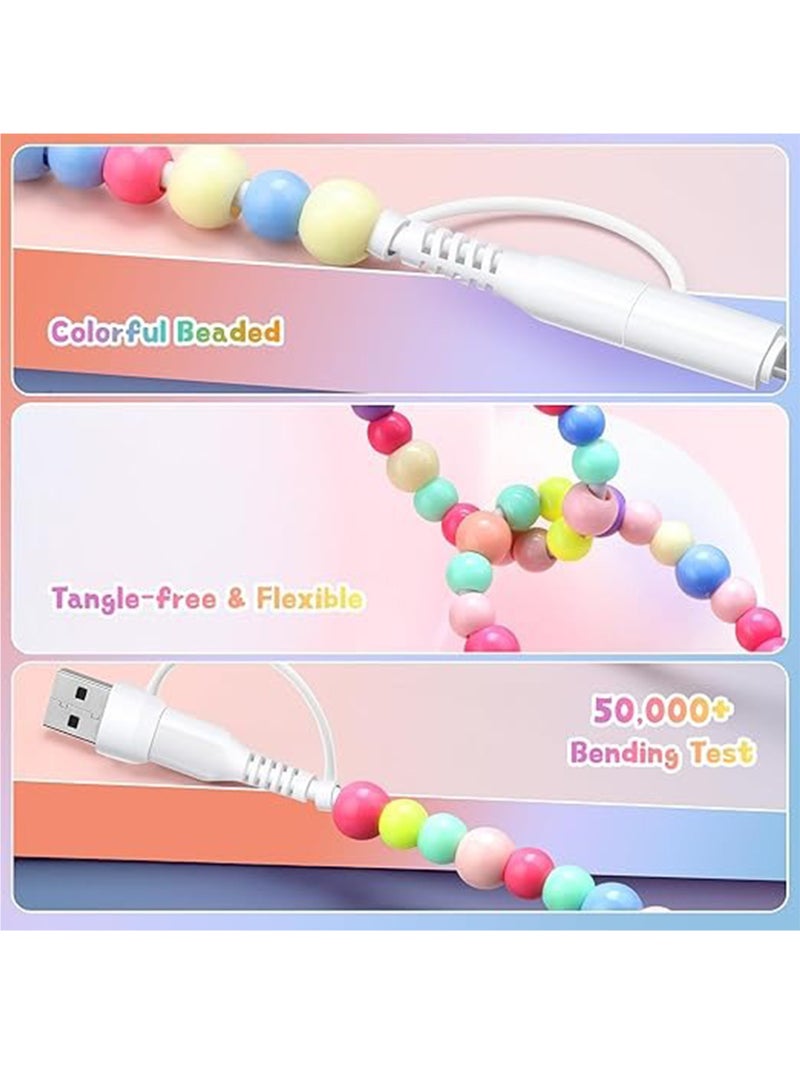 1M USB C Cable 4 in 1 Multi Beaded for iPhone Charger Cord MFi Certified 3.3FT Fast Charging Cable 66W Chubby USB A Type C IOS Cable Compatible with iPhone 16 15 14 Pro Max/iPad/Galaxy S25 - Image 4