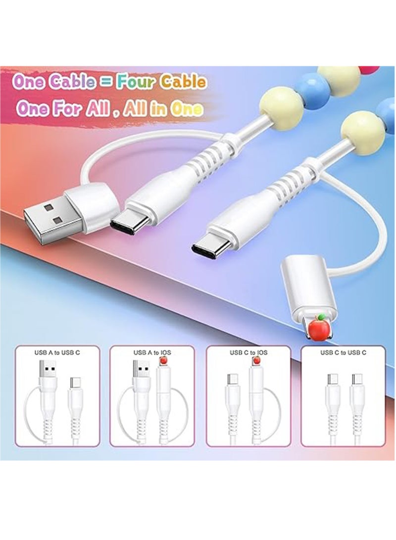 1M USB C Cable 4 in 1 Multi Beaded for iPhone Charger Cord MFi Certified 3.3FT Fast Charging Cable 66W Chubby USB A Type C IOS Cable Compatible with iPhone 16 15 14 Pro Max/iPad/Galaxy S25 - Image 3