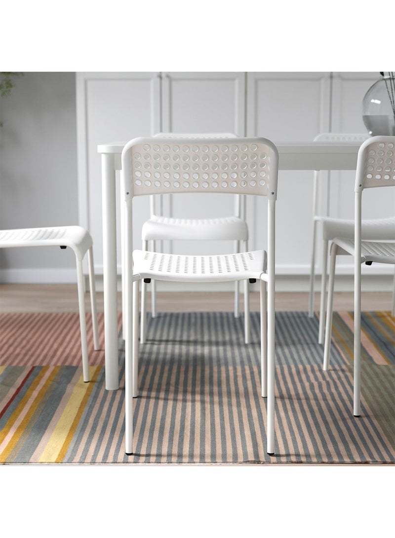 تايمي كرسي طعام بمقعد من البلاستيك وأرجل معدنية، قابل للتكديس وسهل التخزين، كرسي متعدد الاستخدامات لغرفة المعيشة والمطبخ وغرفة النوم و الحديقة والفناء والشرفة - أبيض - Image 4