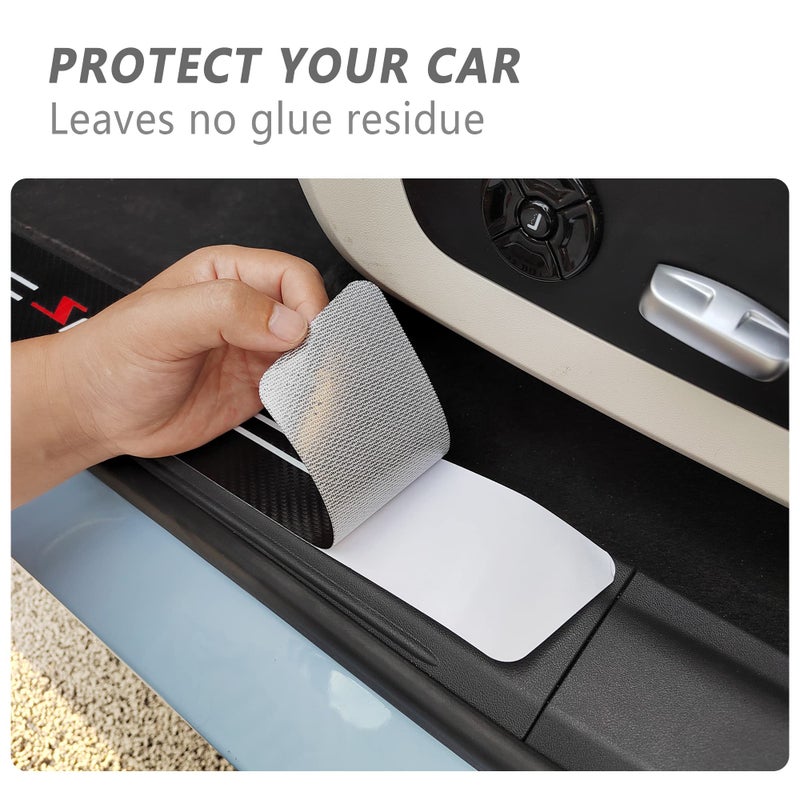 Turcee 5PCS Car Door Sill Protector,Carbon Fiber Sport Threshold/Rear Bumper Guard Sticker Door Edge Protection Decorate,Interior Accessories Self-Adhesive Anti-Scratch Waterpoor(White sport-5Pcs) - Image 3