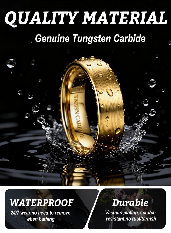 ORAZIO Tungsten Wedding Rings for Men 6/8mm Mens Wedding Band Black/Silver/Gold Plated Mens Rings,Brushed Matte Finish Polished Edge Engagement Promise Band Men Ring Jewelry Comfort Fit 7-14, Tungsten - Image 2
