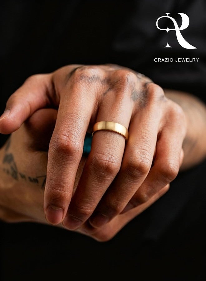 ORAZIO Tungsten Wedding Rings for Men 6/8mm Mens Wedding Band Black/Silver/Gold Plated Mens Rings,Brushed Matte Finish Polished Edge Engagement Promise Band Men Ring Jewelry Comfort Fit 7-14, Tungsten - Image 4
