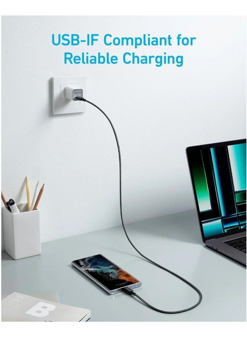 Ankey Anker 322 USB-C to USB-C Cable 3ft – Durable Nylon Braided USB-C Fast Charging & Data Sync Cable, Supports Up to 60W Power Delivery, Tangle-Free Design, Universal Compatibility with Laptops, Smartphones, Tablets, and USB-C Devices – Black - Image 4