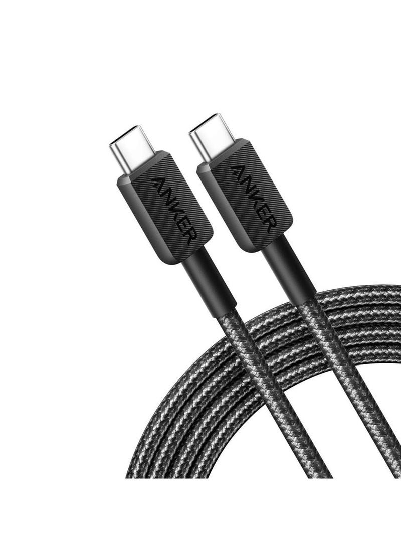 Ankey Anker 322 USB-C to USB-C Cable 3ft – Durable Nylon Braided USB-C Fast Charging & Data Sync Cable, Supports Up to 60W Power Delivery, Tangle-Free Design, Universal Compatibility with Laptops, Smartphones, Tablets, and USB-C Devices – Black - Image 1
