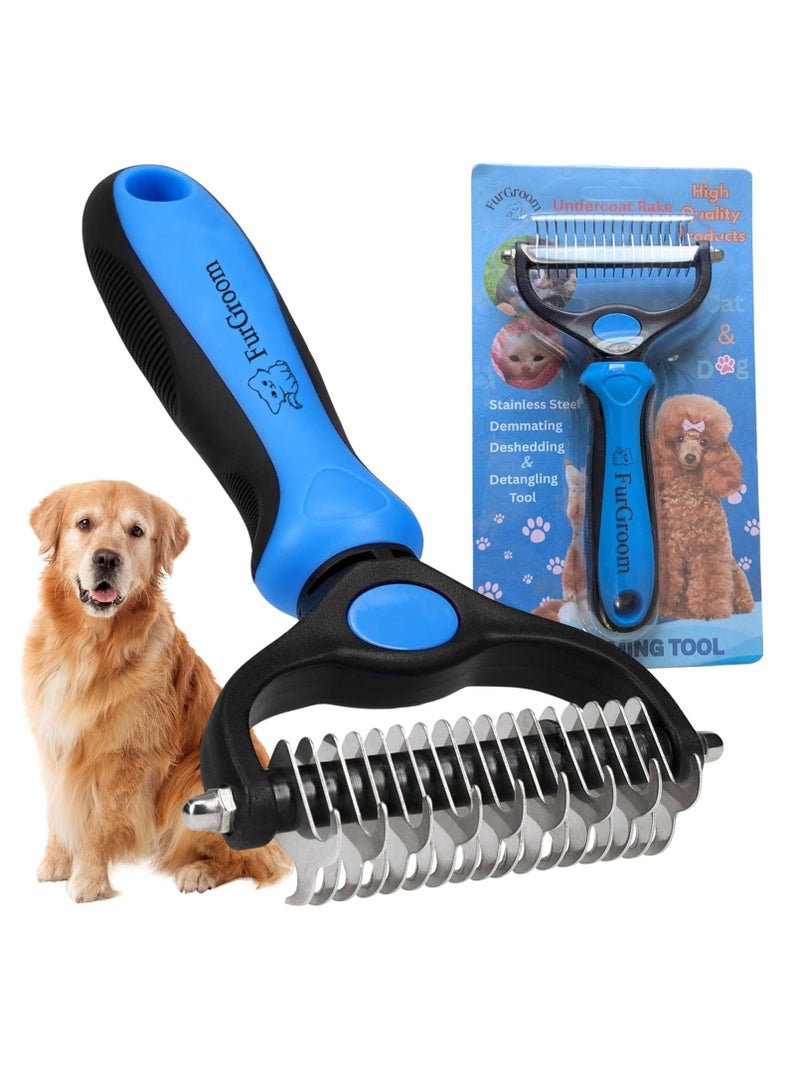 Fur Undercoat Rake Reduce Shedding by 95 percent Double Sided Deshedding Tool for Dogs and Cats - Image 1