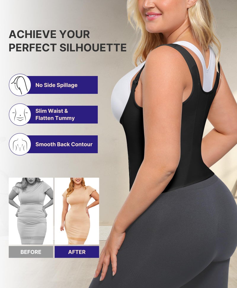 SHAPELLX Waist Trainer for Women Tummy Control Corset Shapewear Workout Faja Colombiana Moldeadora Body Shaper BLACK M - Image 2