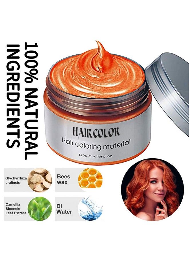 efly صبغة شعر مؤقتة من الشمع 4.23 أوقية كريم تصفيف الشعر الفوري دهانات الشعر شمع تصفيف الشعر للحفلات التنكرية سهلة التنظيف (برتقالي) - Image 4