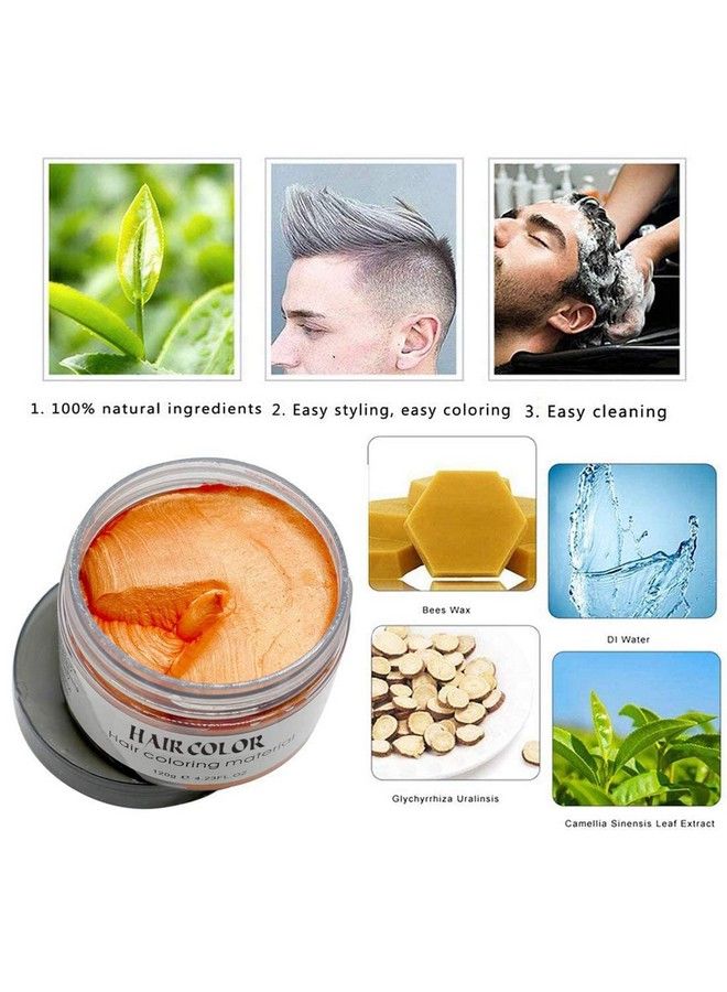 efly صبغة شعر مؤقتة من الشمع 4.23 أوقية كريم تصفيف الشعر الفوري دهانات الشعر شمع تصفيف الشعر للحفلات التنكرية سهلة التنظيف (برتقالي) - Image 3