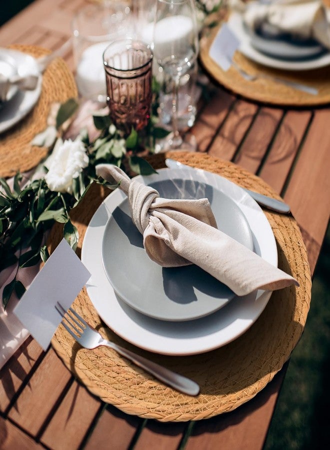 BAVIFY 13 in Round Woven Boho Placemats Set of 8, Wicker Rattan Place Mats Chargers for Dinner Plates, Farmhouse Rustic Table Mats for Dining Table Decor - Image 2