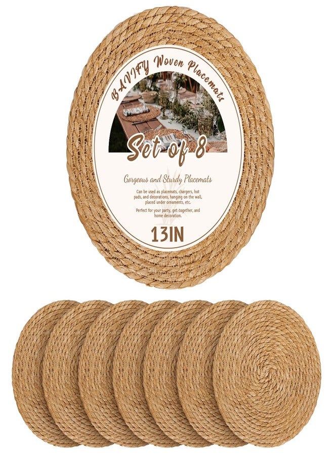 BAVIFY 13 in Round Woven Boho Placemats Set of 8, Wicker Rattan Place Mats Chargers for Dinner Plates, Farmhouse Rustic Table Mats for Dining Table Decor - Image 1