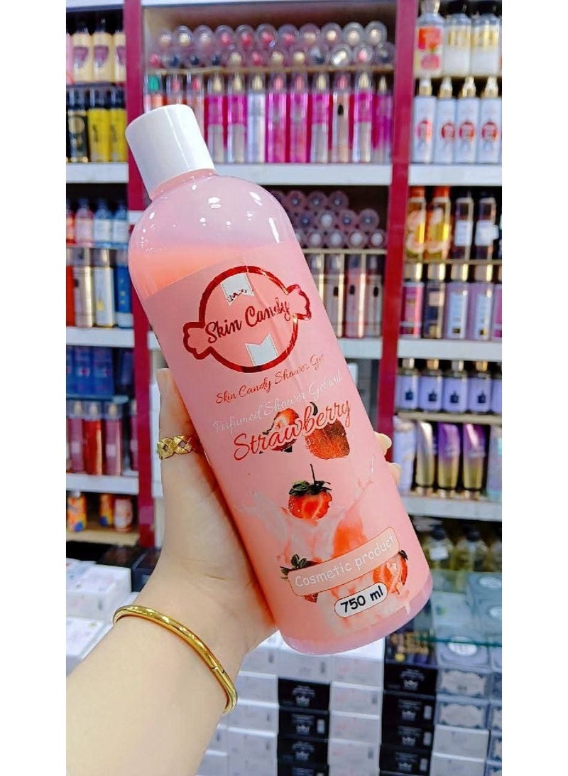 شاور جيل Skin Candy برائحة الرمان ترطيب عميق ولمسة مخملية للجسم | غني بزيت اللوز والعسل والأفوكادو 750مل - Image 1
