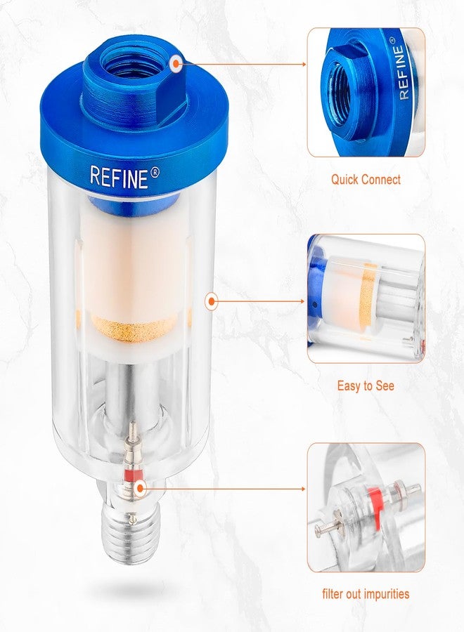 REFINE 3 Pcs Water Oil Separator, 1/4'' NPS Inlet and Outlet, with Teflon tape, Airbrush Filter Moisture Separator, Water and Oil Separator for Air Line to Protect Lifespan of Pneumatic Tools - Image 2