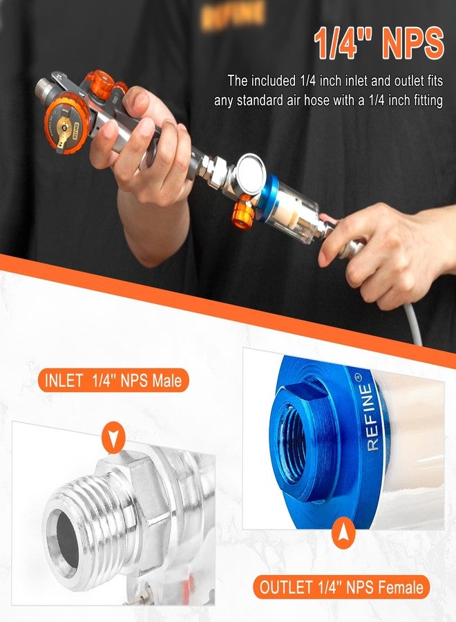 REFINE 3 Pcs Water Oil Separator, 1/4'' NPS Inlet and Outlet, with Teflon tape, Airbrush Filter Moisture Separator, Water and Oil Separator for Air Line to Protect Lifespan of Pneumatic Tools - Image 4