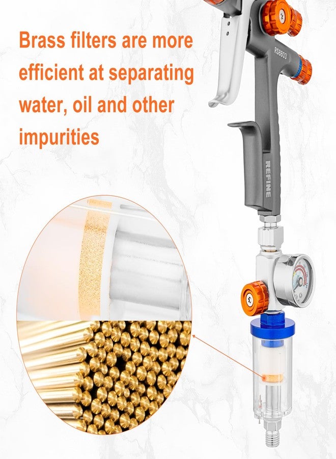 REFINE 3 Pcs Water Oil Separator, 1/4'' NPS Inlet and Outlet, with Teflon tape, Airbrush Filter Moisture Separator, Water and Oil Separator for Air Line to Protect Lifespan of Pneumatic Tools - Image 5