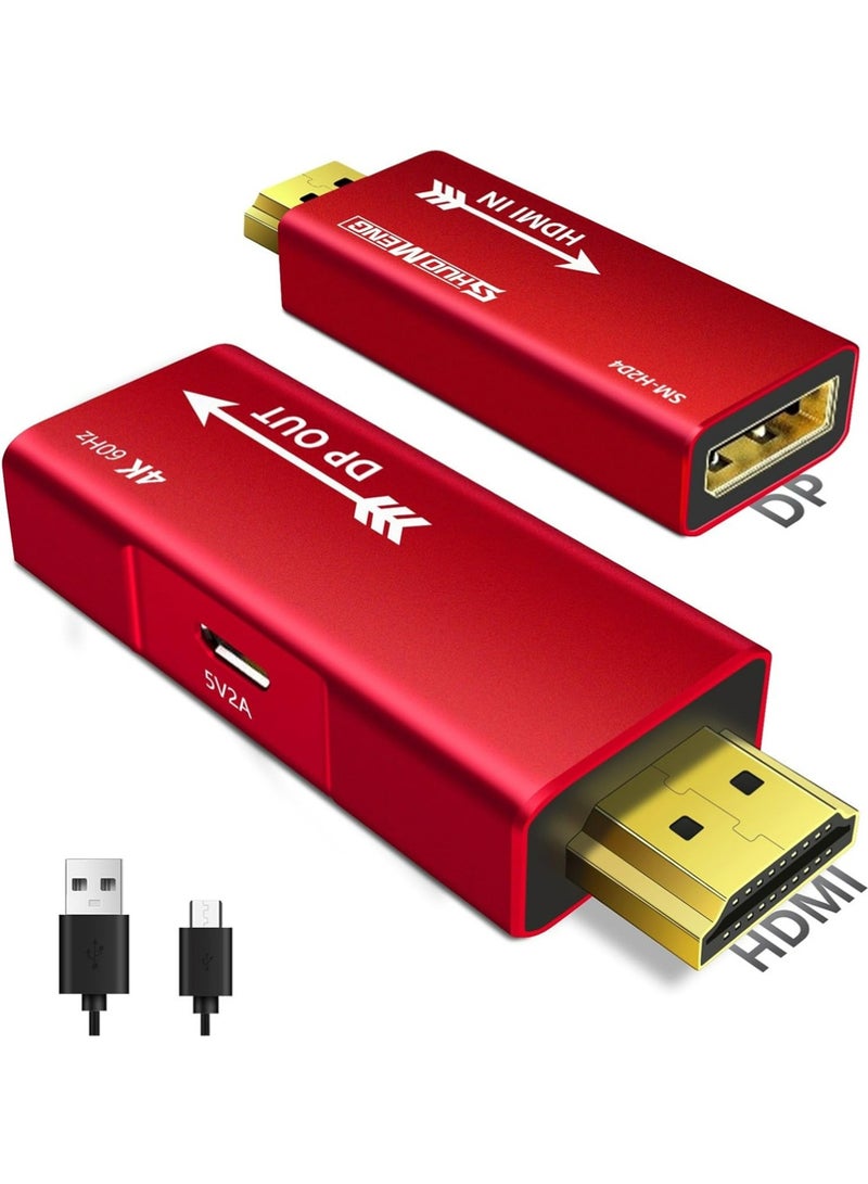 شومينج 1pcs HDMI إلى محول DisplayPort ، 4K@60Hz ,  1080p@120Hz  , كمبيوتر HDMI إلى محول شاشة DP مع طاقة USB, متوافق مع, الكمبيوتر المحمول, AMD, NVIDIA, PS5, Xbox, بطاقة الرسومات, حالة الألومنيوم - Image 1