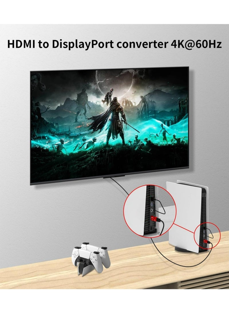 شومينج 1pcs HDMI إلى محول DisplayPort ، 4K@60Hz ,  1080p@120Hz  , كمبيوتر HDMI إلى محول شاشة DP مع طاقة USB, متوافق مع, الكمبيوتر المحمول, AMD, NVIDIA, PS5, Xbox, بطاقة الرسومات, حالة الألومنيوم - Image 2
