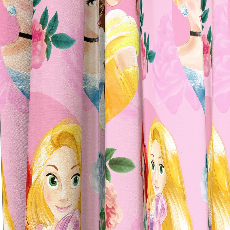 Jay Franco Disney Princess Sassy 63" Inch Drapes 4 Piece Set - Beautiful Room DÃ©cor & Easy Set Up, Bedding Features Cinderella & Belle - Window Curtains Include 2 Panels & 2 Tiebacks - Image 5