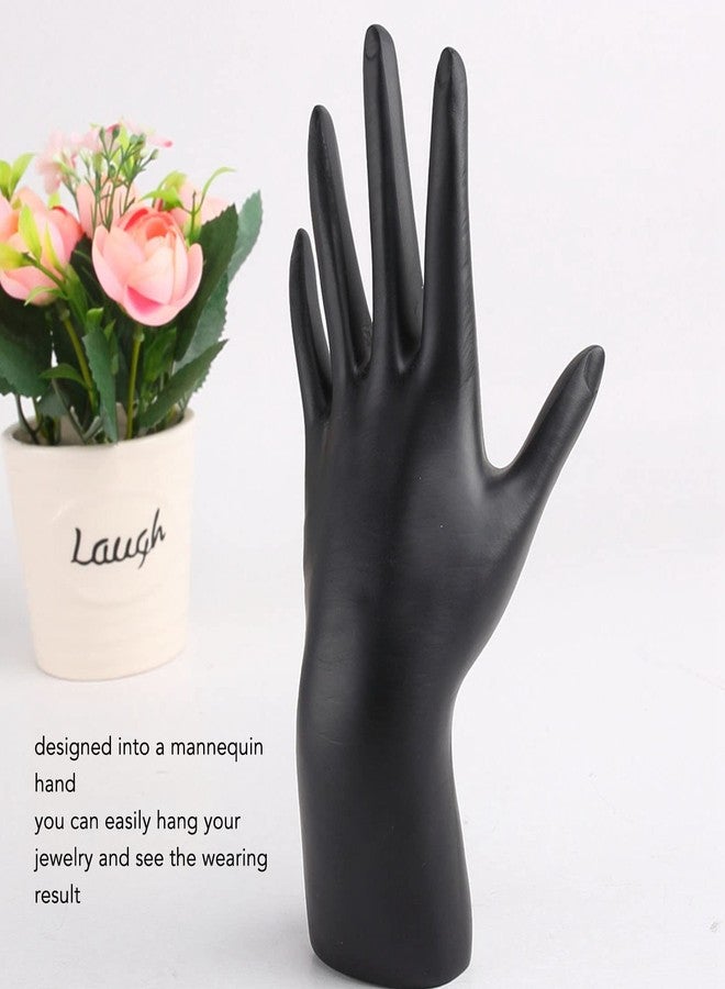 DAUERHAFT Ring Display Holder, Female Mannequin Hand Resin Black, Jewelry Display Holder Stand for Ring Bracelet Watch Hairbands, for Rings Bracelets Photo Props, Home Decoration - Image 3
