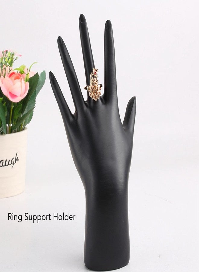 DAUERHAFT Ring Display Holder, Female Mannequin Hand Resin Black, Jewelry Display Holder Stand for Ring Bracelet Watch Hairbands, for Rings Bracelets Photo Props, Home Decoration - Image 2