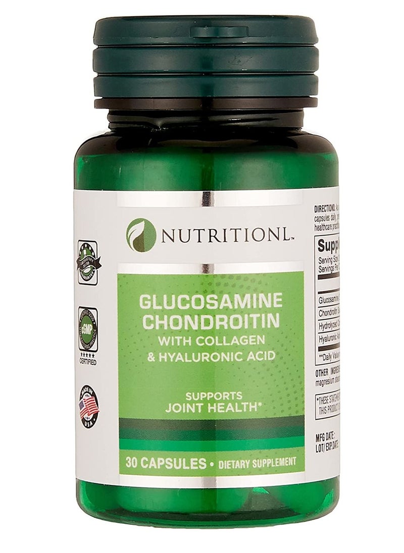 NUTRITIONL Nutritionl Glucosamine Chondroitin With Collagen & Hyaluronic Acid 30 Capsules  - Image 1