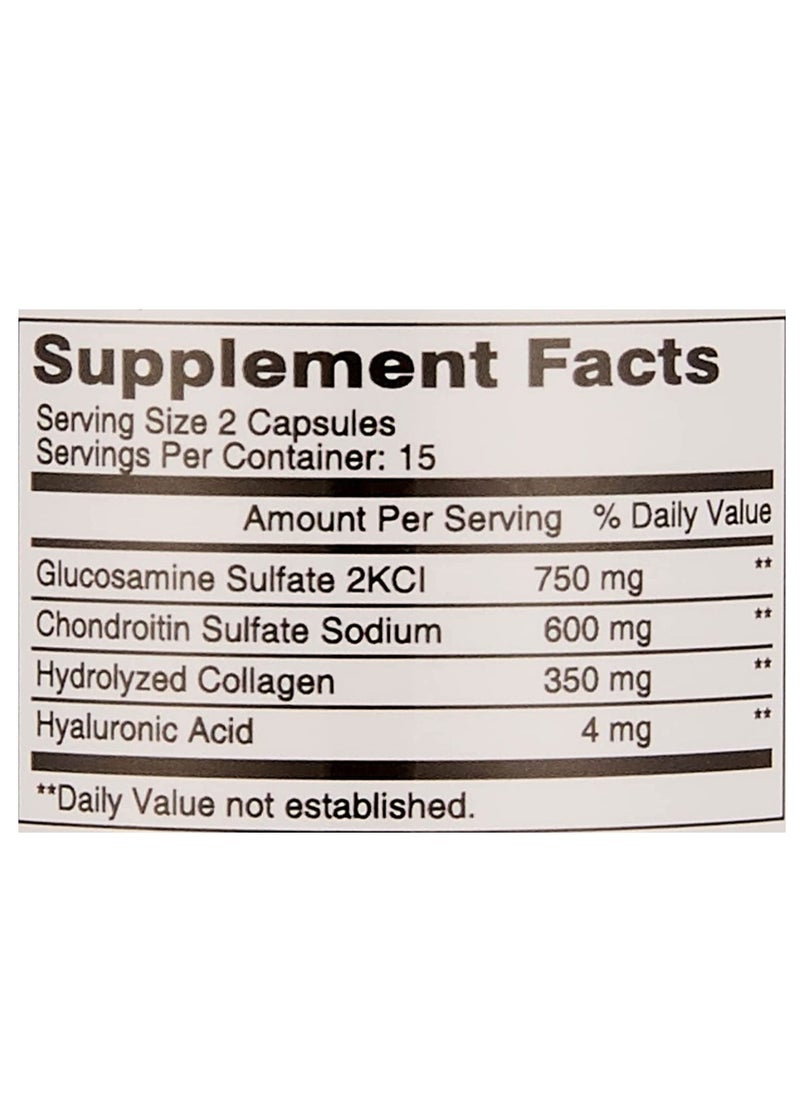 NUTRITIONL Nutritionl Glucosamine Chondroitin With Collagen & Hyaluronic Acid 30 Capsules  - Image 2