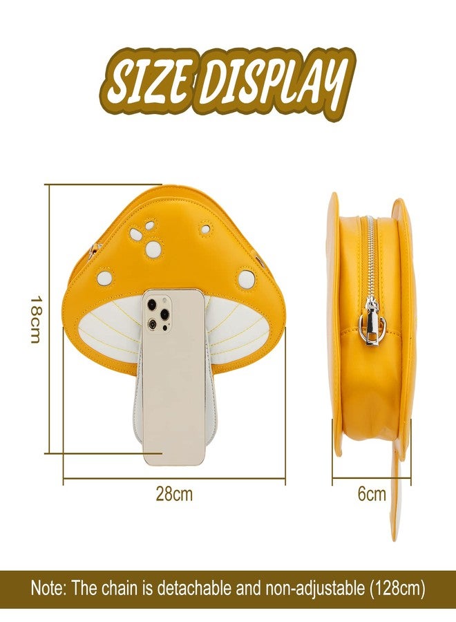 KUANG! Cute Mushroom Shape PU Leather Shoulder Crossbody Bag Chain Satchel Purse - Image 3