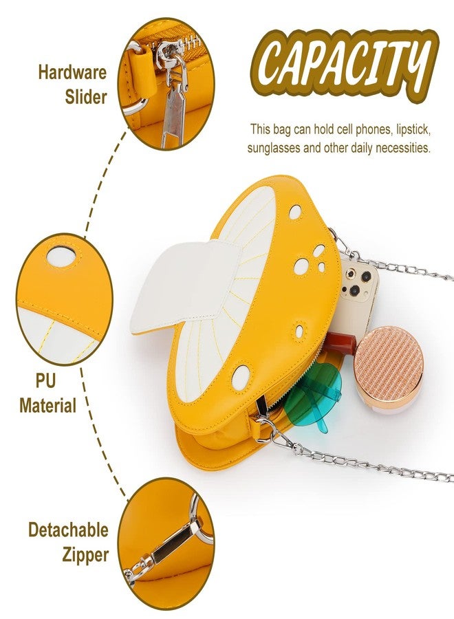 KUANG! Cute Mushroom Shape PU Leather Shoulder Crossbody Bag Chain Satchel Purse - Image 5