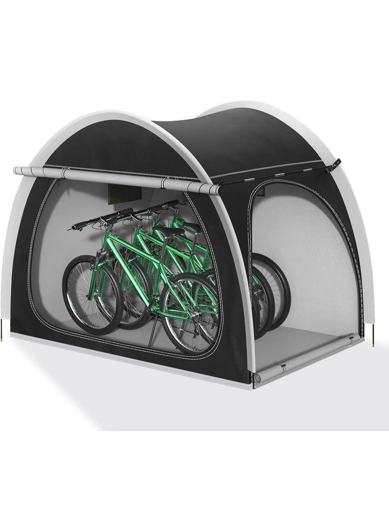 YOUWE7 Bike Storage Tent, Outdoor Bike Cover Storage Shed for 4 Bikes Portable Foldable Garage/Garden Storage Tent Waterproof Oxford Shelter for Motorcycle, Bicycle, Camping, Garden Tools (Black) - Image 1