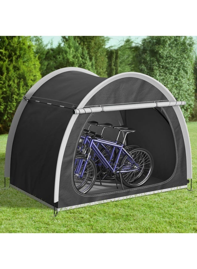YOUWE7 Bike Storage Tent, Outdoor Bike Cover Storage Shed for 4 Bikes Portable Foldable Garage/Garden Storage Tent Waterproof Oxford Shelter for Motorcycle, Bicycle, Camping, Garden Tools (Black) - Image 3