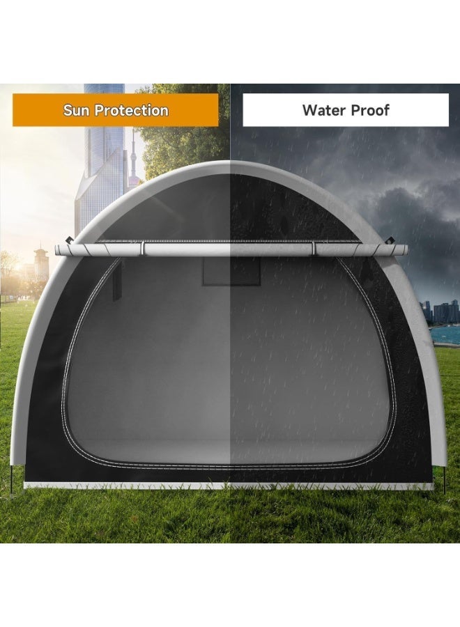 YOUWE7 Bike Storage Tent, Outdoor Bike Cover Storage Shed for 4 Bikes Portable Foldable Garage/Garden Storage Tent Waterproof Oxford Shelter for Motorcycle, Bicycle, Camping, Garden Tools (Black) - Image 5