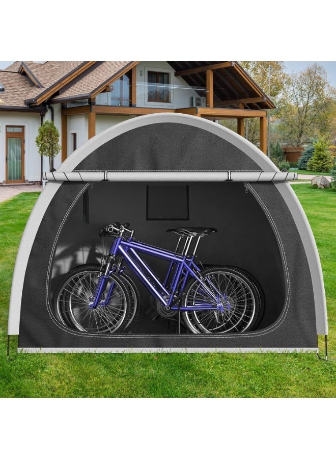 YOUWE7 Bike Storage Tent, Outdoor Bike Cover Storage Shed for 4 Bikes Portable Foldable Garage/Garden Storage Tent Waterproof Oxford Shelter for Motorcycle, Bicycle, Camping, Garden Tools (Black) - Image 2
