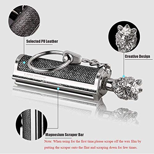 BIASTNR Permanent Match Keychain Lighter, Flint Matchstick Fire Starter Lighter, Reusable Flint Waterproof Camping Emergency Survival Gear (Lion) - Image 3