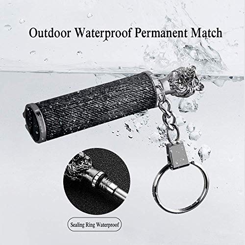 BIASTNR Permanent Match Keychain Lighter, Flint Matchstick Fire Starter Lighter, Reusable Flint Waterproof Camping Emergency Survival Gear (Lion) - Image 4