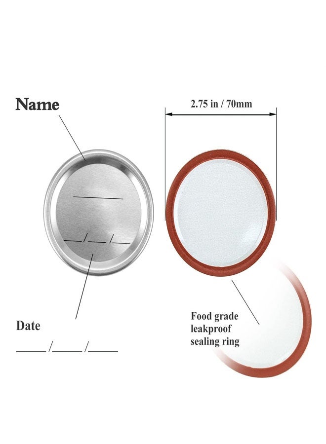 كيلا 48 قطعة من أغطية التعليب مع حلقات ذات فوهة عادية، أغطية برطمانات ماسون فاخرة مع أشرطة/حلقات للكرة، برطمانات كير - مادة صالحة للطعام، ملائمة تمامًا ومحكمة الإغلاق لبرطمانات ماسون ذات فوهة عادية - Image 3