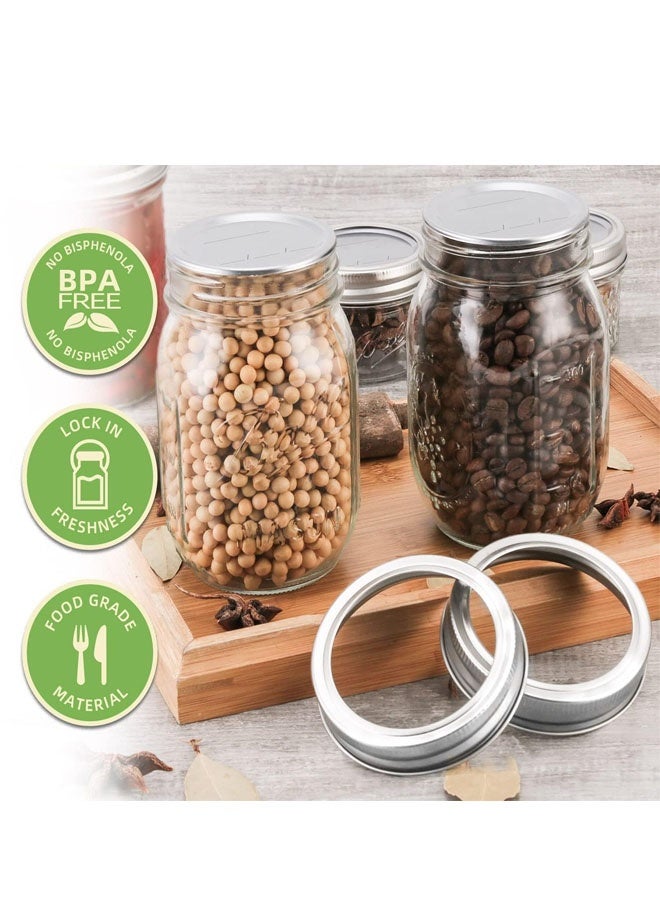 كيلا 48 قطعة من أغطية التعليب مع حلقات ذات فوهة عادية، أغطية برطمانات ماسون فاخرة مع أشرطة/حلقات للكرة، برطمانات كير - مادة صالحة للطعام، ملائمة تمامًا ومحكمة الإغلاق لبرطمانات ماسون ذات فوهة عادية - Image 4