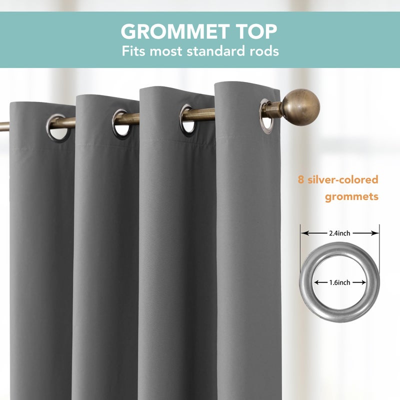 BONZER 100% Blackout Curtains 84 inches Long, 4 Panels Full Light Blocking Privacy Protection Window Drapes, Grommet Total Room Darkening Curtain with Black Backing for Bedroom, Living Room, Grey - Image 4