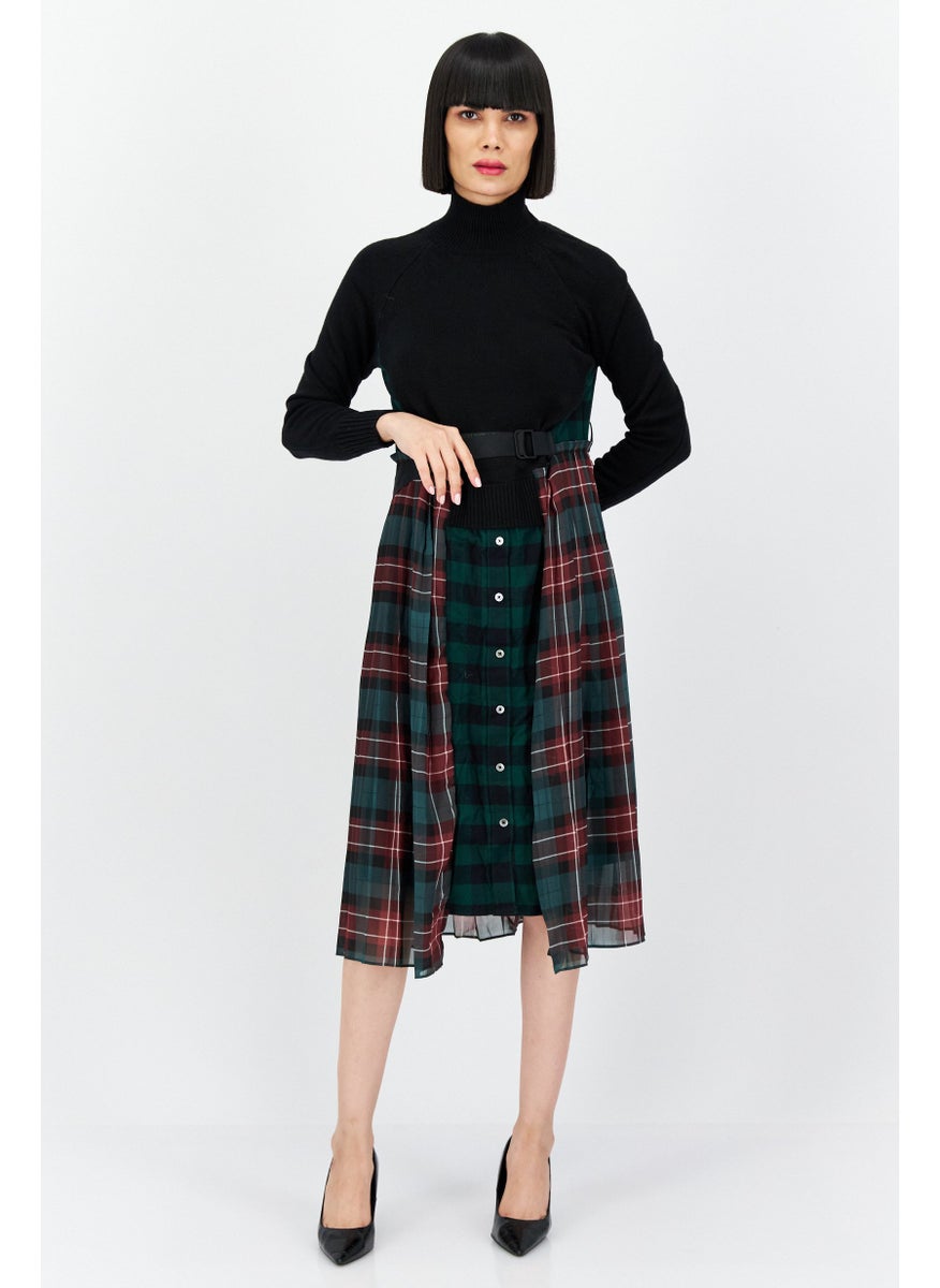 Women Knitted Checkered Long Sleeve Midi Dress, Black - pzsku/ZD47CAA9477DC5BD3BF91Z/45/_/1727881943/5dc17b1e-000b-49de-9dc1-c41709702430