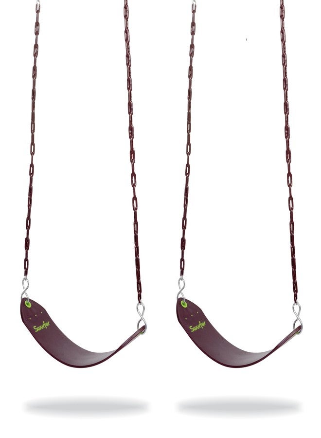 Swurfer 2 Pack Classic Playground Belt Tree Swing with Pinch Free Rubber Coated 66" Metal Hanging Chains, Holds 155lbs, Ages 4 and Up - Image 1