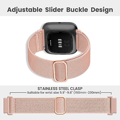Zspoly 8 Pack Elastic Bands Compatible with Fitbit Versa, Versa Lite/SE for Women & Men, Adjustable Stretchy Nylon Braided Strap Solo Loop Sport Replacement Wristband - Image 4
