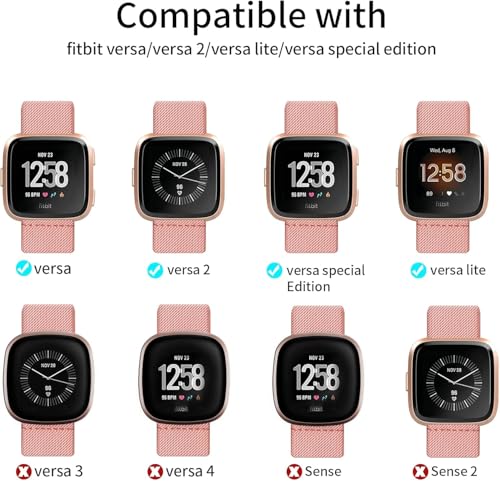 Zspoly 8 Pack Elastic Bands Compatible with Fitbit Versa, Versa Lite/SE for Women & Men, Adjustable Stretchy Nylon Braided Strap Solo Loop Sport Replacement Wristband - Image 2