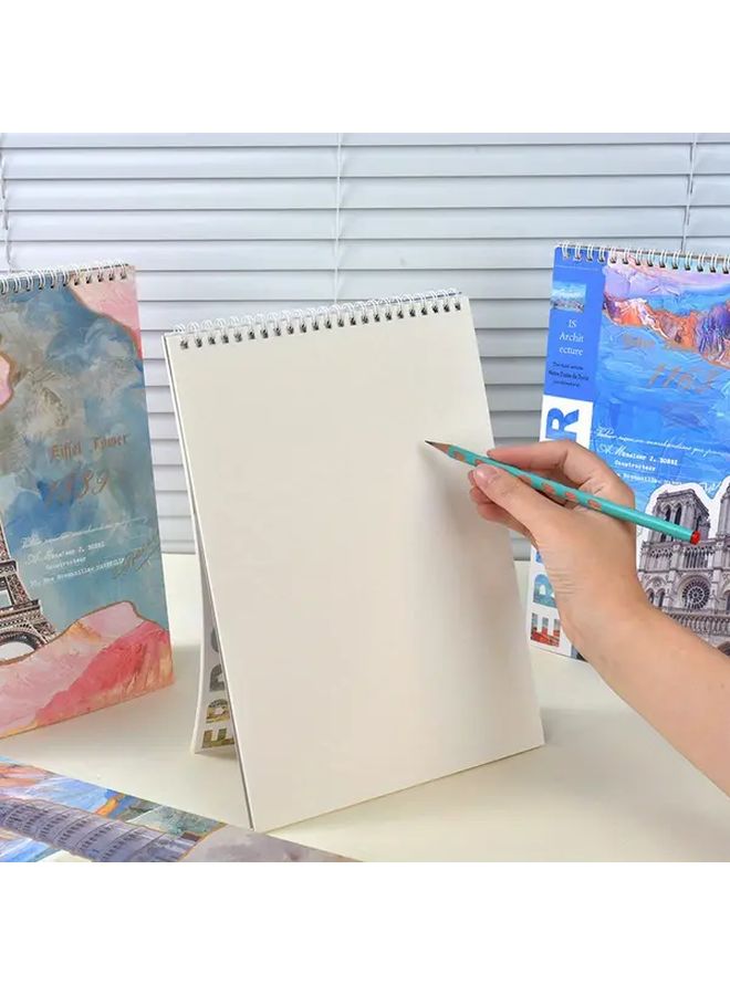 دفاتر رسم سلكية بحجم A4 (4 قطع) مغطاة بمساحات للفضاء - Image 2