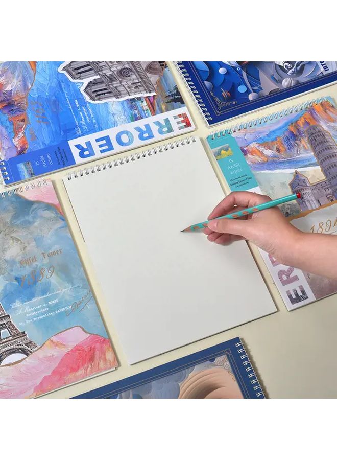 دفاتر رسم سلكية بحجم A4 (4 قطع) مغطاة بمساحات للفضاء - Image 5