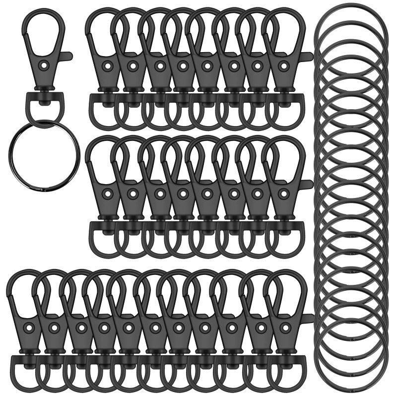 DSUWAZU 70Pcs Swivel Snap Hooks With Key Rings  Metal Lobster Claw Clasp  Keychain Rings For Crafts(Gun Black  1.25Inch(32Mm) - Image 1